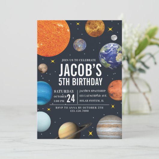 Invitation Système solaire Anniversaire (Debout devant)