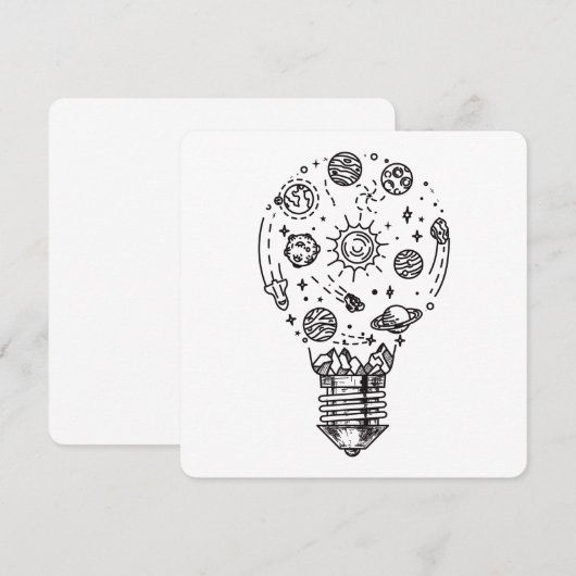 Invitation Système solaire Doodle en bulbe (Devant / Derrière)