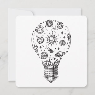 Invitation Système solaire Doodle en bulbe