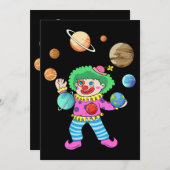 Invitation Système Solaire Planète Clown Jubling Circus pour (Devant / Derrière)