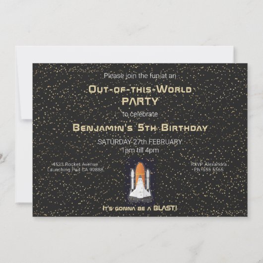 Invitation Système solaire pour enfants Astronaut Monogramme  (Dos)