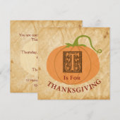 Invitation T est pour Thanksgiving (Devant / Derrière)