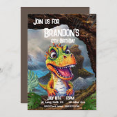 Invitation T-Rex, anniversaire de Dinosaure, (Devant / Derrière)