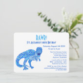Invitation T-Rex Blue Dinosaur RAWR préhistorique (Debout devant)