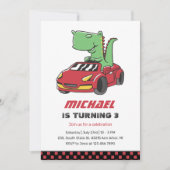 Invitation T-Rex Conducteur Course Voiture Enfants Garçons An (Devant)