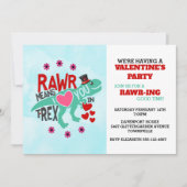 Invitation T-Rex dans un Tophat Cute Funny Valentine (Devant)