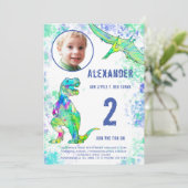 Invitation T-Rex Dinosaur 2e fête d'anniversaire (Debout devant)