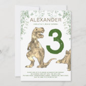 Invitation T-Rex Dinosaur 3e fête d'anniversaire (Devant)