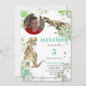 Invitation T rex Dinosaur 5e anniversaire Photo (Devant)