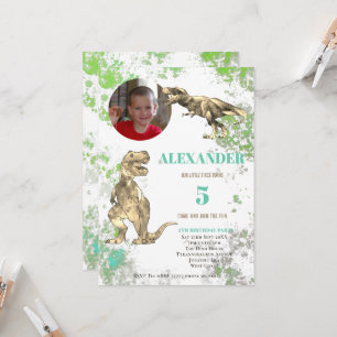 Invitation T rex Dinosaur 5e anniversaire Photo