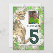 Invitation T-Rex Dinosaur 5e fête d'anniversaire (Devant)