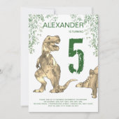 Invitation T-Rex Dinosaur 6e fête d'anniversaire (Devant)