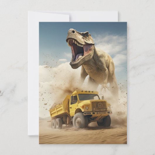 Invitation T-Rex Dinosaur à la recherche d'un camion de vidan (Devant)