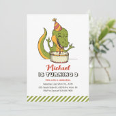 Invitation T-Rex Dinosaur Anniversaire de enfant de gâteau d' (Debout devant)