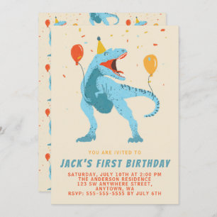 Invitation T-Rex Dinosaur Aquarelle Fête d'anniversaire