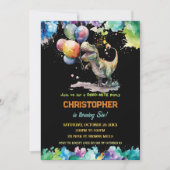 Invitation T-Rex Dinosaur Ballons Peinture Splash Anniversair (Devant)