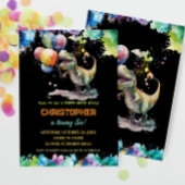 Invitation T-Rex Dinosaur Ballons Peinture Splash Anniversair