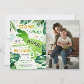 Invitation T Rex Dinosaur Boy Photo Anniversaire (Devant)