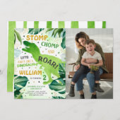 Invitation T Rex Dinosaur Boy Photo Anniversaire (Devant / Derrière)