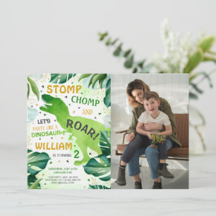 Invitation T Rex Dinosaur Boy Photo Anniversaire