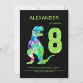 Invitation T-Rex Dinosaur Boys 8e fête d'anniversaire (Devant)