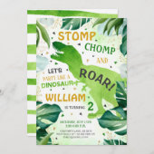 Invitation T Rex Dinosaur Garçon Anniversaire (Devant / Derrière)