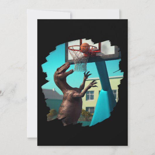 Invitation T Rex Dinosaur Jouer Basket-ball Dinosaure Drôle B (Devant)