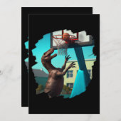 Invitation T Rex Dinosaur Jouer Basket-ball Dinosaure Drôle B (Devant / Derrière)