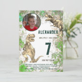 Invitation T-Rex Dinosaur Jungle Anniversaire Photo (Debout devant)