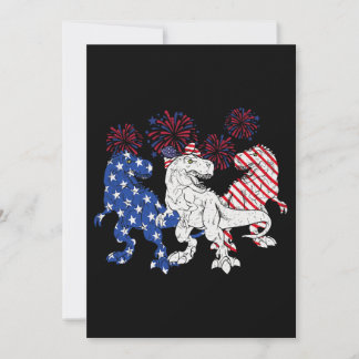 Invitation T Rex Dinosaur mignon Drapeau US 4 juillet tenue p