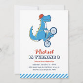 Invitation T-Rex Dinosaur Ride Vélo Enfants Garçons Anniversa (Devant)