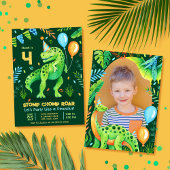 Invitation T Rex Dinosaur Stomp Chomp Roar Boy Photo Annivers