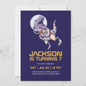 Invitation T-rex Dinosaure Astronaute Anniversaire de enfant  (Devant)