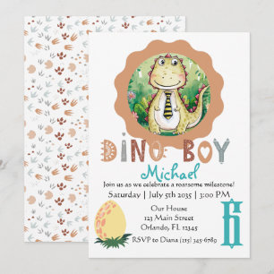 Invitation T Rex Dinosaure Garçon Mignon Anniversaire Personn