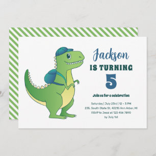 Invitation T-Rex et sac à dos École enfants Dinosaure Anniver