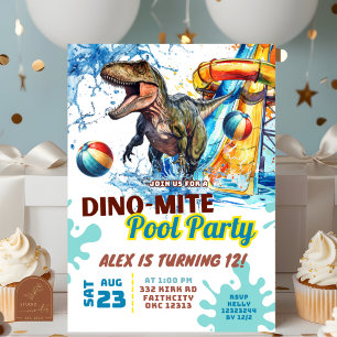 Invitation T-Rex Fête de piscine de toboggan aquatique Invita
