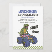 Invitation T-Rex Monster Truck Rawr Dinosaur Anniversaire de  (Devant)