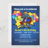 Invitation T-Rex Superhero 5e anniversaire (Devant)
