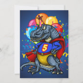 Invitation T-Rex Superhero 5e anniversaire (Dos)