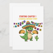 Invitation T-Rex Taco Fiesta 1er anniversaire | Chapitre de d (Devant / Derrière)