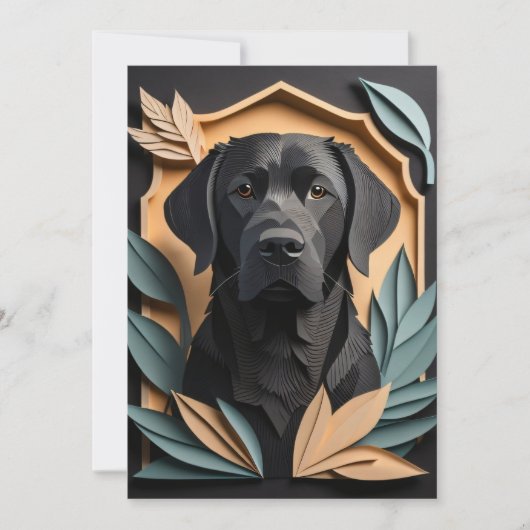 Invitation T-shirt 3D Paper Art Black Labrador Design (Devant)