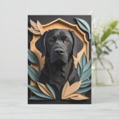 Invitation T-shirt 3D Paper Art Black Labrador Design (Debout devant)