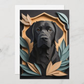 Invitation T-shirt 3D Paper Art Black Labrador Design (Devant / Derrière)