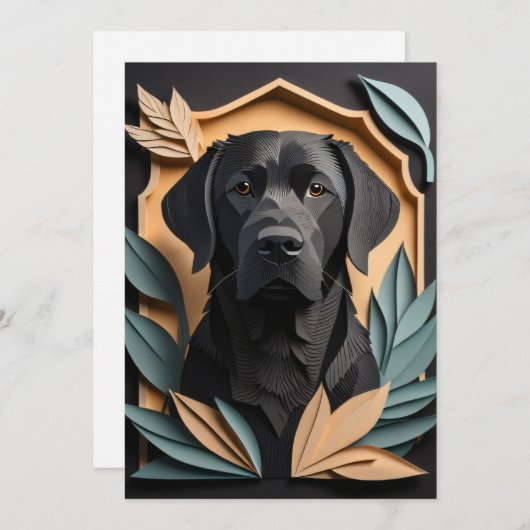 Invitation T-shirt 3D Paper Art Black Labrador Design (Devant / Derrière)