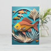 Invitation T-shirt 3D Paper Art Fish Design (Debout devant)