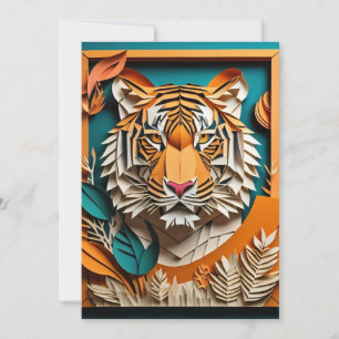 Invitation T-shirt de design d'art papier 3D Tigre