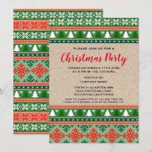 Invitation T-shirt de Noël laid de la fête d'entreprise Red G