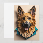 Invitation T-shirt design d'art papier 3D berger allemand (Devant / Derrière)