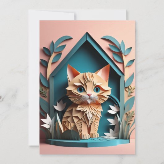 Invitation T-shirt design en papier 3D Art Kitten (Devant)