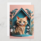 Invitation T-shirt design en papier 3D Art Kitten (Devant / Derrière)